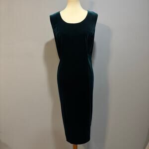 Vintage, retro dark teal emerald Velvet party Dress NYE New Years, size medium